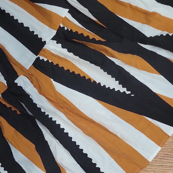 Traffic People Striped Tiered Maxi Skirt — Rust, Black & White - Picture 4 of 6